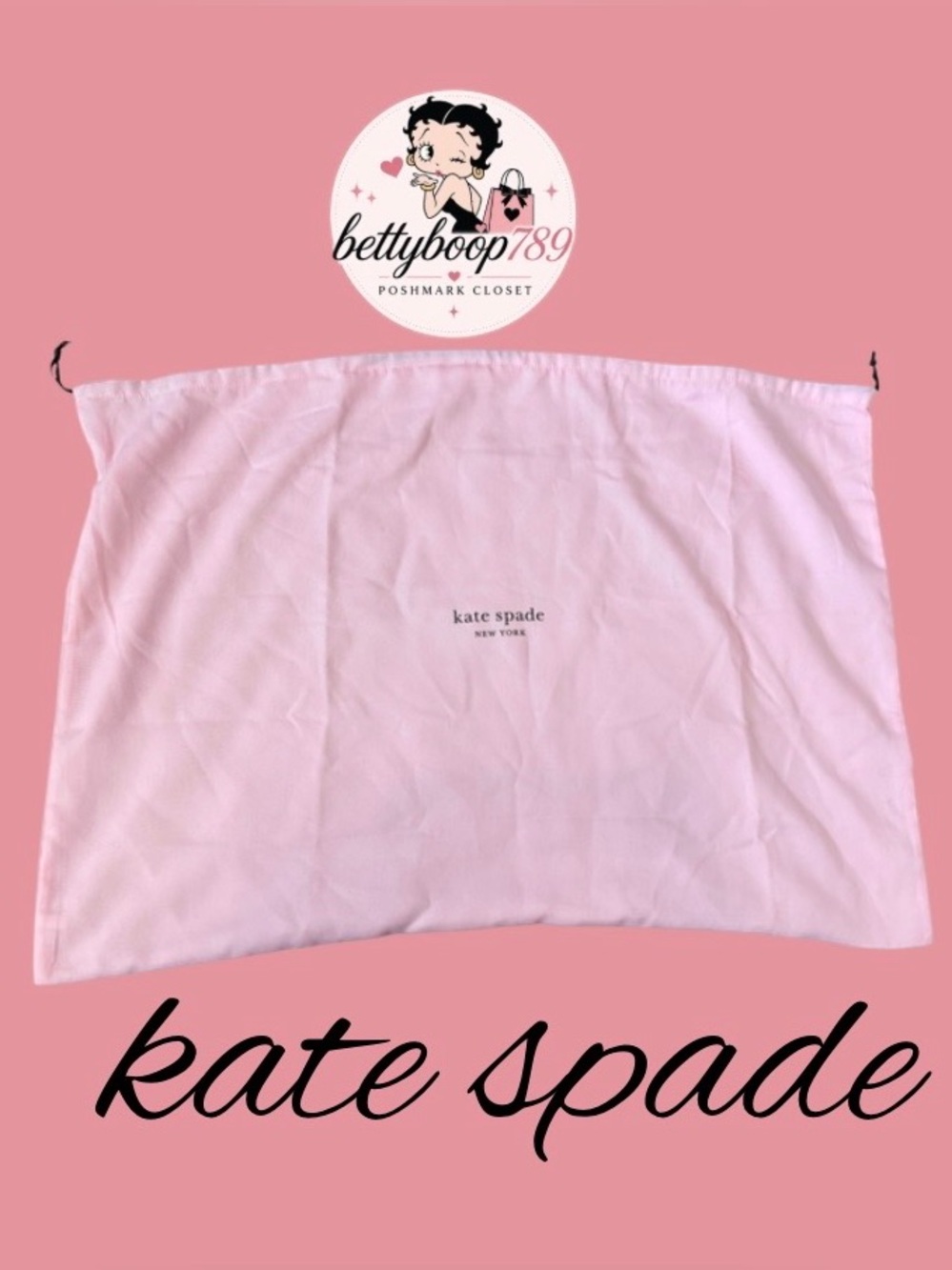 27x19 kate spade light pink drawstring dust bag